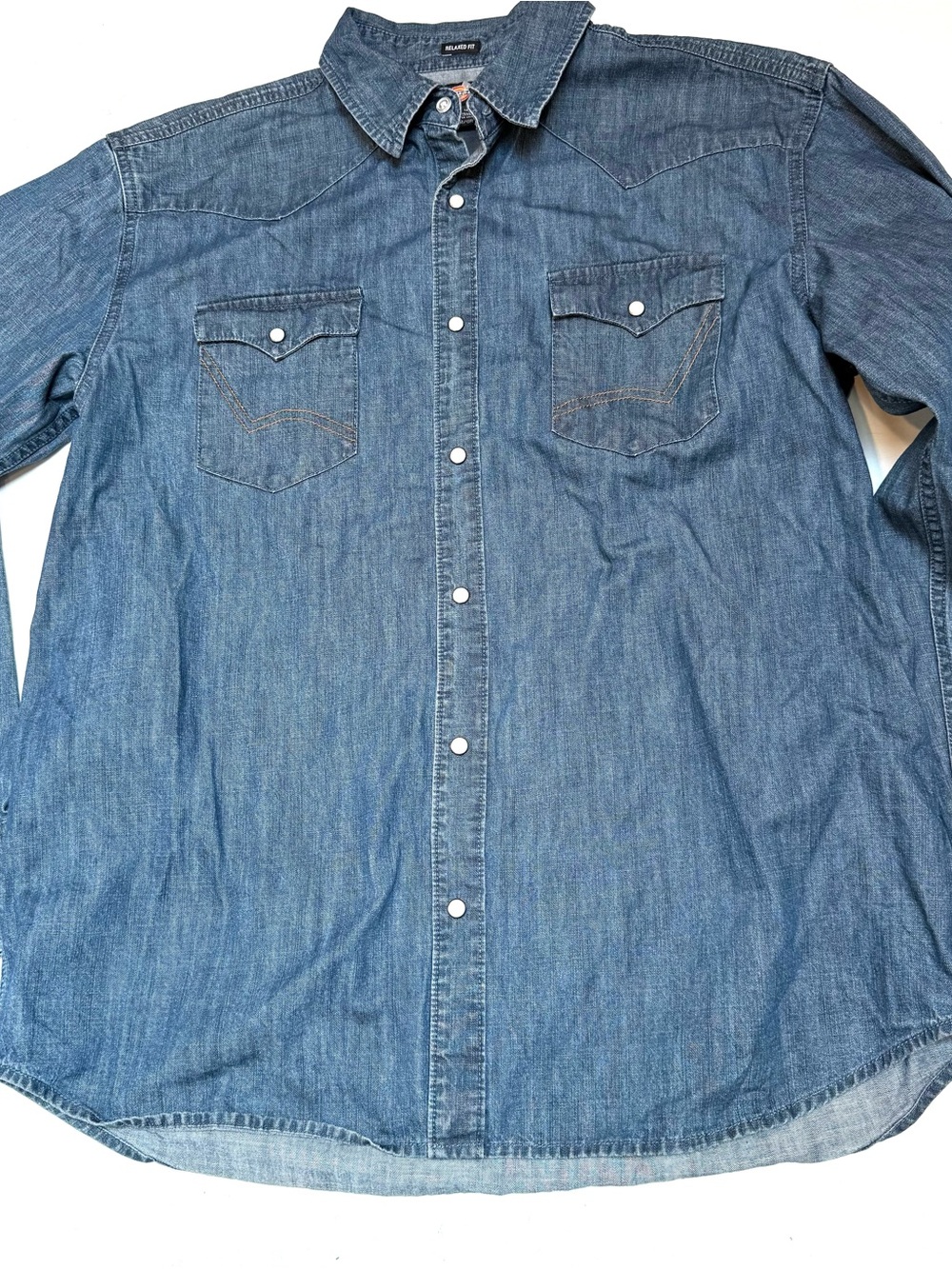 Dickies Blue Denim Western-Style Button-Down Shirt